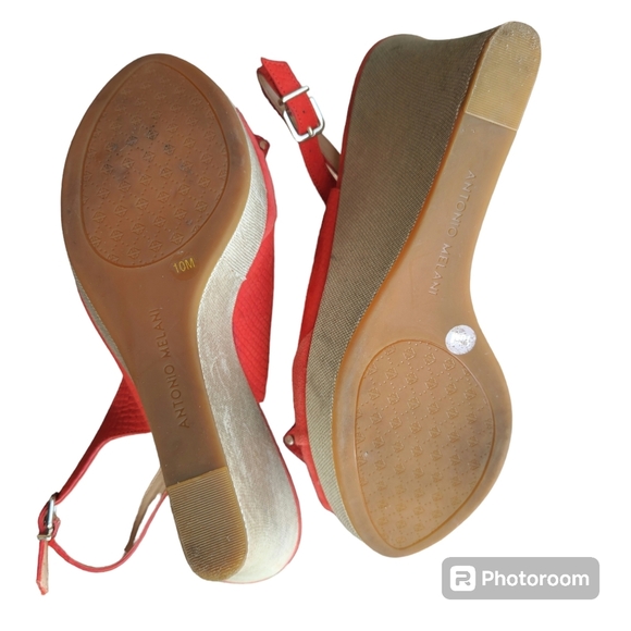 Antonio Melani Reena Red Wedge Heels Size 10 - Picture 4 of 6